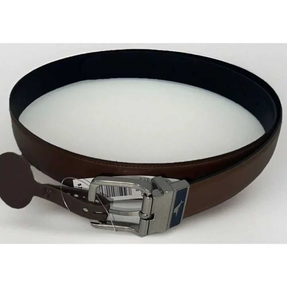 Tommy Bahama Reversible Leather Belt Black Brown Marlin Buckle - Men's XL - New!
